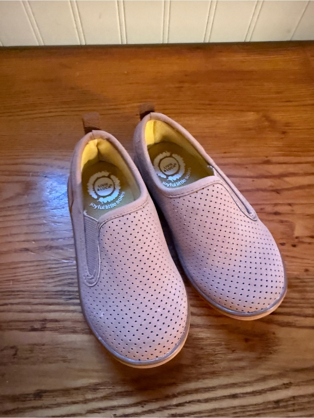 Livie & Luca Perforated Slip-On Sneakers in Light Pink with Yellow Lining